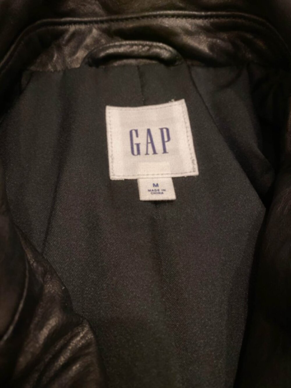 GAP Black Leather Moto Jacket NWT Size Medium $248 Retail - Picture 4 of 8